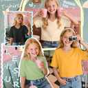 YooAurvox 4 Pack Girls V Neck Crop Tops, 4-Color, 7-8 Years