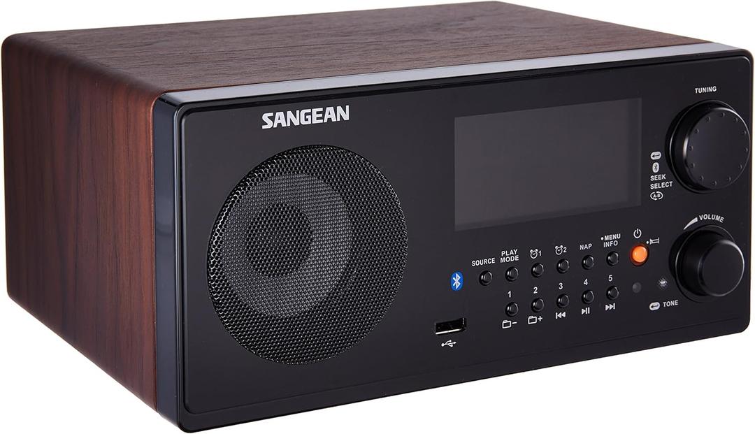 Sangean WR-22WL AM/FM-RDS/Bluetooth/USB Table-Top Digital Tuning Receiver (Walnut)