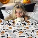 Pumpkin Bat Ghost Blanket, Halloween 50 x 60 Inch Throw Lightweight Super Soft Cozy Horror Blankets for Couch Bed Sofa Chair