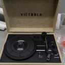 Victrola Parker Bluetooth Suitcase Record Player with 3-Speed Turntable, Light Beige (VSC-580BT-LBB), AC Motor
