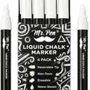 Mr. Pen- White Chalk Markers for Blackboard, 4 Pack, Reversible Tip, White Liquid Chalk Marker, Non-Toxic Liquid Chalkboard for Windows and Glass, Erasable Markers