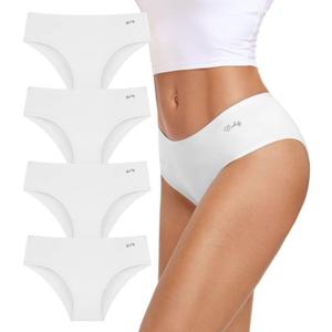 coskefy Womens Underwear Cotton Hipster Panties Soft Stretch Ladies Cheeky Bikini Briefs 4 Pack (Medium, White)