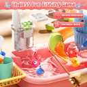 Upgraded Toddler Sand Water Table Toy with Electric Water Pump, Kids Sand Water with Faucet/Play Food Accessories/Fishing Toy, Kitchen Play Sink Toys for Girl Boy Age 3+ (Pink), 21.26"L x 11.42"W x 20.87"H