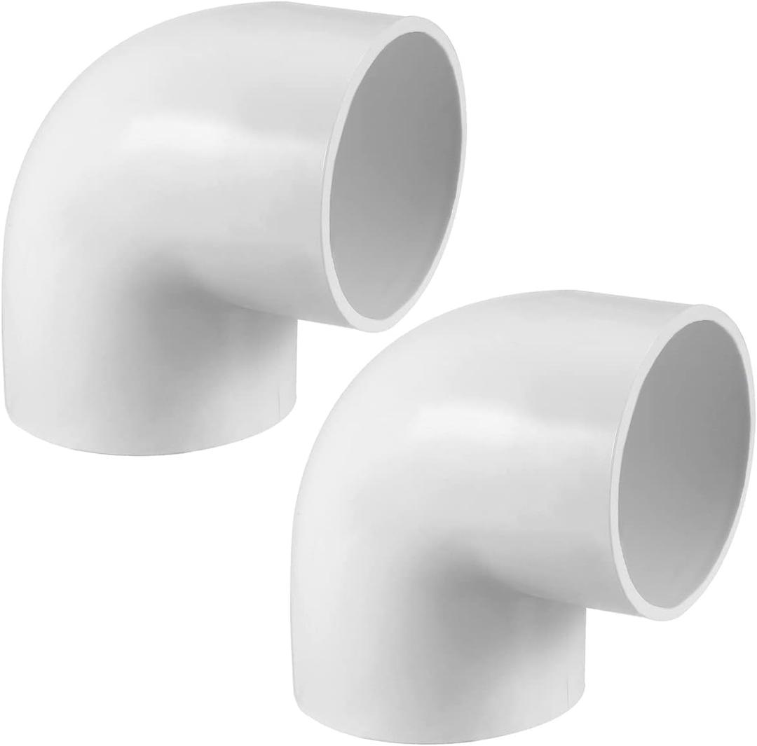 2" 90 Degree Elbow PVC Pipe Fitting Adapter Coupling Connector Schedule 40 Slip (Socket x Socket) White Color 2 Pieces