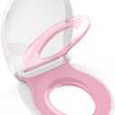 Potty Training Seat Built-in Toilet Seat, Round Toilet Seat 16.5inch with Baby Seat 2 in 1 Soft Close Quiet No Slapping, Magnetic Absorption, Easy Installation for Bottom Fixing Toilet White and Pink