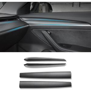 Matte Carbon Fiber Dashboard Cover Trim Compatible with Tesla Model Y (2020-2024) & Model 3 (2020-2023) - Center Console Panel Sticker, Interior Accessories - Not Compatible with 2024 2025 Models