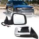 Right Passenger Side Mirror Fits 2014-2021 Jeep Grand Cherokee 2022 Grand Cherokee WK With Manual Folding Heated Turn Signal Mirror Memory Blind Spot Chrome Replace#68236932AB(13Pins)
