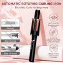 Auto Rotating Hair Curler - 4 Temperature and Timer Settings, Automatic Curling Iron with Automatic Shut-Off, Anti-Tangle and Scalding, Curling Wand for Long Lasting Curls (Black)