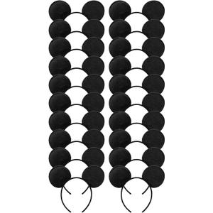 CHuangQi 20pcs Mouse Ears Headband, Solid Black (20 Count (Pack of 1))