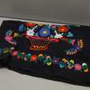 Mexican Dress for Women Embroidered Floral Dress V Neck Traditional Fiesta 3/4 Sleeve Lace Dress (XL, 323BK) 