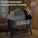 Bassinet Cover for Cats - Blackout Breathable Mosquito Net for Baby Bedside Sleepers & Travel Cribs, 2-Way Zipper Bug Canopy Tent to Block Light & Keep Cats Out (Black-Small)
