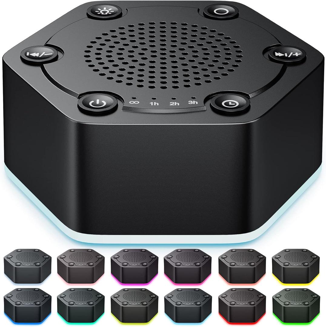 High Fidelity White Noise Sound Machines with 30 Unique Non-Looping Soothing Sounds 12 Colors Night Light 4 Timers 10-Level Brightness 32-Level Volume and Memory Function