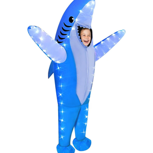 anroog Inflatable Shark Costume Kids with LED Lights Halloween Blow Up Lighted Shark Costumes for Boys Girls Party Cosplay One Size