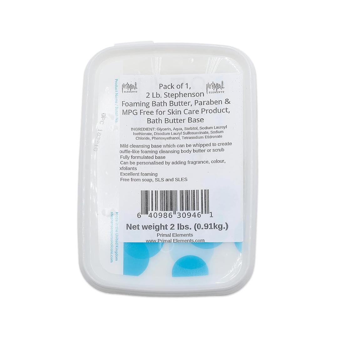 2 Lb. Stephenson Foaming Bath Butter, Paraben & MPG Free for Skin Care Product, Bath Butter Base for Soap Making, Nonirritant for Sensitive Skin, Fragrance Free, Colorless