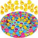 Gamie Duck Pond Matching Carnival Game for Kids, 36" x 6" Inflatable Pool & 20 Plastic Ducks with Numbers, Water Outdoor Game for Kids, Fun Memory Game for Backyard, Birthday Party Field Day Games