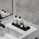 Bathroom Vanity Tray for Countertop Toiletries Perfume Makeup Soap Dispenser Toilet Tank, Kitchen Tray for Salt Spice, Black Decor Tray for Candle Nightstand Coffee 11.3”x 4.4”