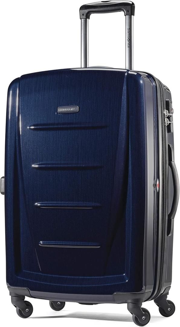 Samsonite Winfield 2 Hardside Expandable Luggage with Spinner Wheels, Navy, Checked-Large 28-Inch