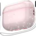 Valkit Compatible AirPods Pro Case Clear, Soft TPU AirPods Pro Case Protective Cover with Cleaning Pen Shockproof for AirPods Pro 2nd/1st Gen 2023/2022/2019 (Glitter Pink)