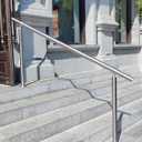 Outdoor 5 Step Handrail, DIY 304 Stainless Steel Transitional Hand Rails with Installation Kit,Silver Porch Stair Railing for Concrete Brick or Wooden Steps, 67x36