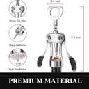 Wine Opener, Heavy-Duty Zinc Alloy Wing Corkscrew, Premium Beer Bottle Opener, Multifunctional Wine Accessories with Ergonomic Handle and Sharp Screw, for Kitchen, Bar, Restaurant (SILVER)