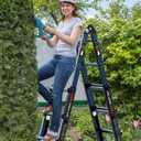 LANBITOU Ladder, A Frame 5 Step Ladder Extension, 17 Ft Anti-Slip Multi Position Ladder, Storage Folding Ladder, 330 lbs Security Load Telescoping Aluminum Ladders for Stairs Home Indoor Outdoor Roof