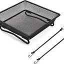 8" x 8" Railing Bird Feeder Tray for Balcony/Deck/Porch Platform Bird Seed Tray with 2 Elastic Rope Ground Mesh for Garden Backyard Outside Wild Birds or Squirrels