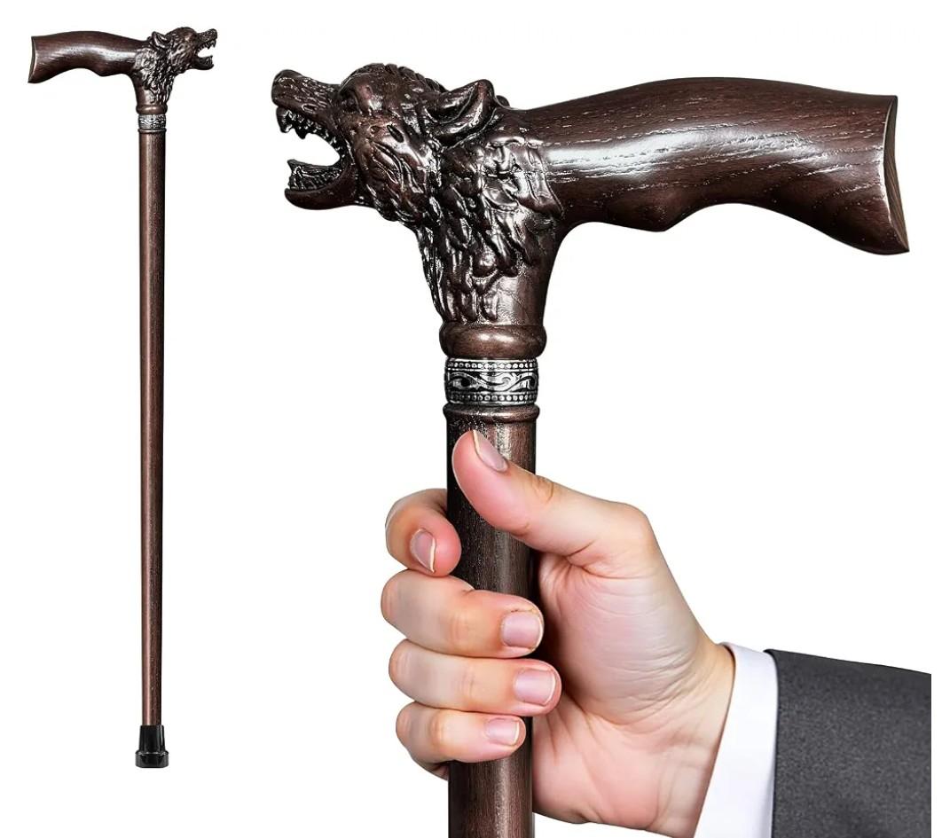 Uoagain Walking Cane Dedicated Sizes with Hand-Carved Wooden Walking Cane for Men and Women Support up to 300 lbs, All-Day Comfort Ergonomic Canes for Seniors Daily Walking and Outdoor Strolls