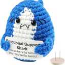 Set of 2 Pack, Sqsxgz Positive Crochet Animals,Emotional Support Shark,Emotional Support Plush,Cute Knitted Shark Gifts