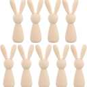 10pcs Unfinished Wooden Rabbit Models Unpainted Wood Rabbit Figures Blank Animal Bodies for DIY Craft Art Decorations