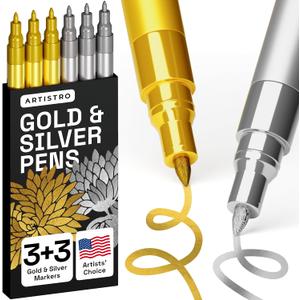 ARTISTRO 6 Gold & Silver Paint Pens - 0.7mm Extra-Fine Markers - Great for Greeting Cards, Ornament Decor, & More