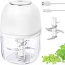 Wireless Food Chopper Mini, 350ml Cordless Food Processor, 1.4Cup Garlic Onion Chopper, Battery USB-C Rechargeable Electric Processor, Veggie Meat Blender, Small Kitchen Appliance Portable Mixer,White