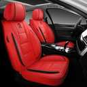 YHCBNKI Luxury PU Leather Auto Car Seat Covers 5 Seats Full Set Universal Fit (Red)
