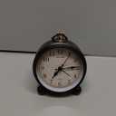 Peakeep 4" Small Battery Operated Antique Retro Analog Alarm Clock with Contour Lines in Gold for Room Decors, Silent Elegant Bedside Desk Gift Clock (Black)