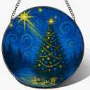 8-Inch Starry Night Christmas Tree Stained Glass Window Hanging & Ornament: Stained Glass Suncatcher Ornament, Sun Catcher Window Decor – Gifts for Christmas, Holiday Present, Gift Exchange, Gift Idea