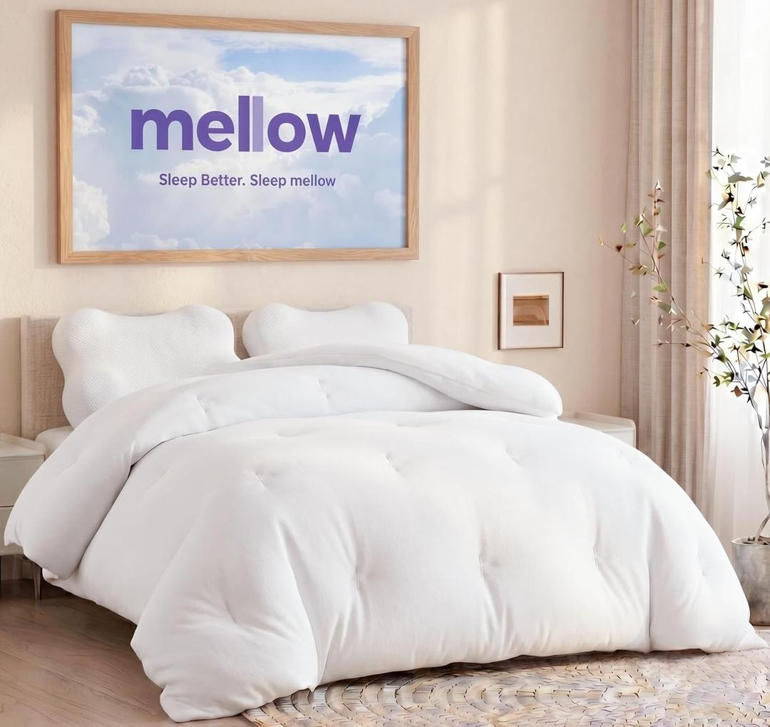 Mellow Marshmellow Comforter Twin/Twin XL - Extra Fluffy Double-Stuffed Down Alternative Duvet Insert, All-Season Temperature-Balancing, Oeko-TEX Class I Fabric, Box-Stitch, Machine Washable