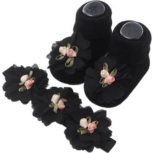 Baby Lace Flower Socks Headabnd Set Baby Headband & Socks Combo for Princess Parties & Newborn Photoshoots