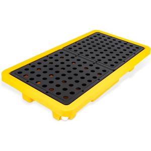 2 Drum Spill Containment Pallets with Drain, Leakproof Platform for Garage, Basement, Industrial Storage (1 Pack, 26" x 14" x 4.7", 176 lbs Load Capacity, 5.3 Gallon Sump)