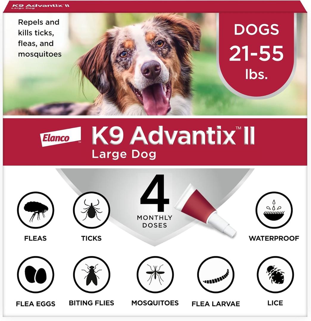K9 Advantix II Large Dog Vet-Recommended Flea, Tick & Mosquito Treatment & Prevention | Dogs 21 - 55 lbs. | 4-Mo Supply (3 Pack)