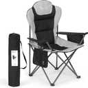 Camping Chairs for Adults, Camp Chair, Folding Chairs for Outside, Support 380 LBS, Portable Travel Lawn Outdoor Camping Chairs with Cup Holder & Cooler Bag, Sports Chairs for Baseball, Soccer (1 PC, Black)