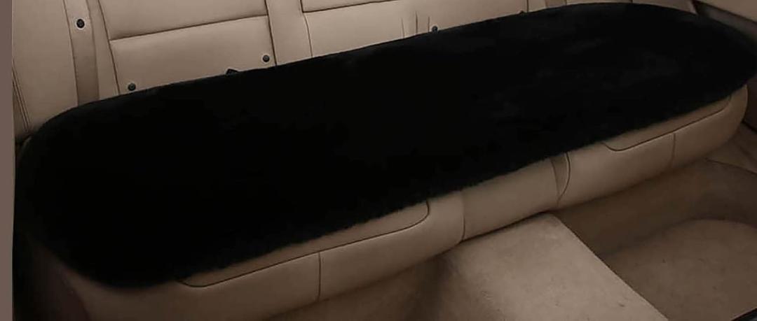 YUNZLAN Fluffy Imitation Rabbit Fur car Front or Rear seat Cushions Winter Warm and Comfortable Thickening car seat Cover car Interior Accessories 1pcs(Back seat, Black)