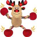 Christmas Plush Squeaky Dog Toy With Crinkle Paper, Cute Puppy Toys With Cotton, Durable Interactive Chew Toys for Small Medium Large Breed