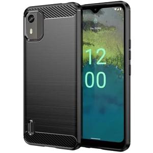 Sidande Case for Nokia C12/ Nokia C12 Pro/ Nokia C12 Plus Case, Ultra Slim Phone Cover with Shock-Absorption Carbon Fiber TPU Rubber Protective Cases for Nokia C12 Black