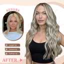 FLIACE Hair Extensions Clip ins, 6 PCS Wavy Extensions, Light Gray&Ash Blonde&Light Brown Thick Hair, Blends Well Hair Extensions (24Inch, 6PCS, Ash Blonde)