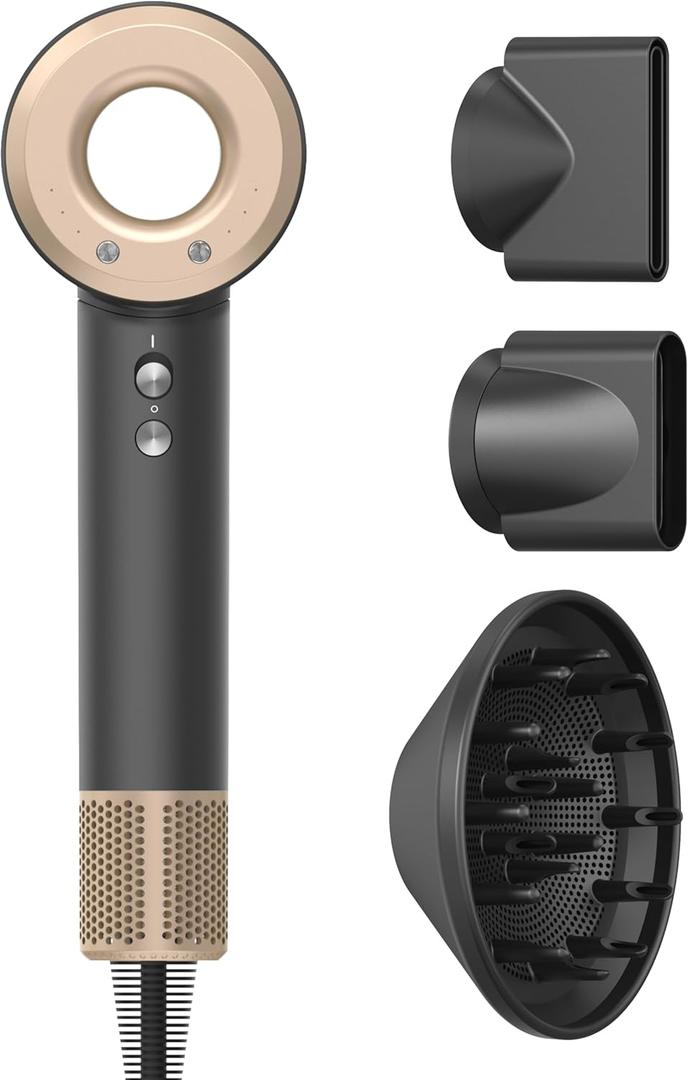 Diffuser Hair Dryer, Secador de pelo Profesiona, Lescolton Ionic Blow Dryer with High Speed 110, 000 RPM Brushless Motor for Fast Drying, Intelligent Thermo-Control Hair Dryer with 4 Attachments (097)
