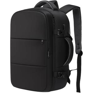 RELY+ Travel Laptop Backpack for Men Women, Airplane Approved Travel Backpack Suitcase with Usb Charging Port, Lightweight College Luggage Bag 15.6inch Laptop Mochila Gifts for Business,Black