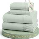 LANE LINEN Deep Pocket King Sheets 100% Organic Cotton GOTS Certified Percale Weave Deep Pocket 4 Piece Soft Breathable Cooling Lightweight All Season Machine Washable Crisp - Cool Blue