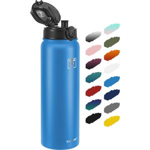 Fanhaw 32 oz Insulated Stainless Steel Water Bottle with Anti-Dust Chug Lid, Leakproof Vacuum Sports Bottle for Men & Women (Sky Blue)