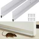 Gisafai 2 Pcs 36 Inches Metal Door Draft Stopper, Door Sweep, Mouse Stopper, Mice Seal Strip, Aluminum, Noise Blocker, Keep Rodents and Pests Out, Enhanced Weather Sealing, Easy to Install, Silver