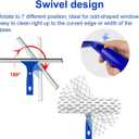 81" Window Squeegee Cleaner, Window Cleaning Tool Kit,12" Squeegee and 11" Microfiber Scrubber Combi with Stainless Steel Pole for Car,Sliding Door,Shower Glass Door-Swivel Style-2 Pads, 81.5"