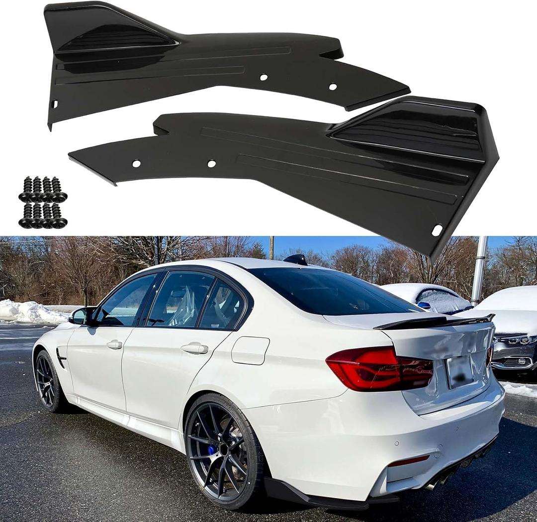 Universal Car Rear Bumper Lip Splitters Fins Spoiler Canards Diffuser Side Fin Scratch Black Mudguards Protector - Gloss Black,C